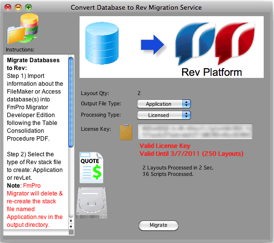 Database to Rev - 2 Layouts - 2 seconds