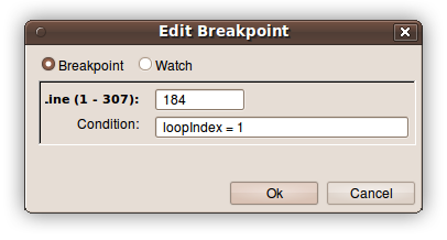 Setting a conditional breakpoint